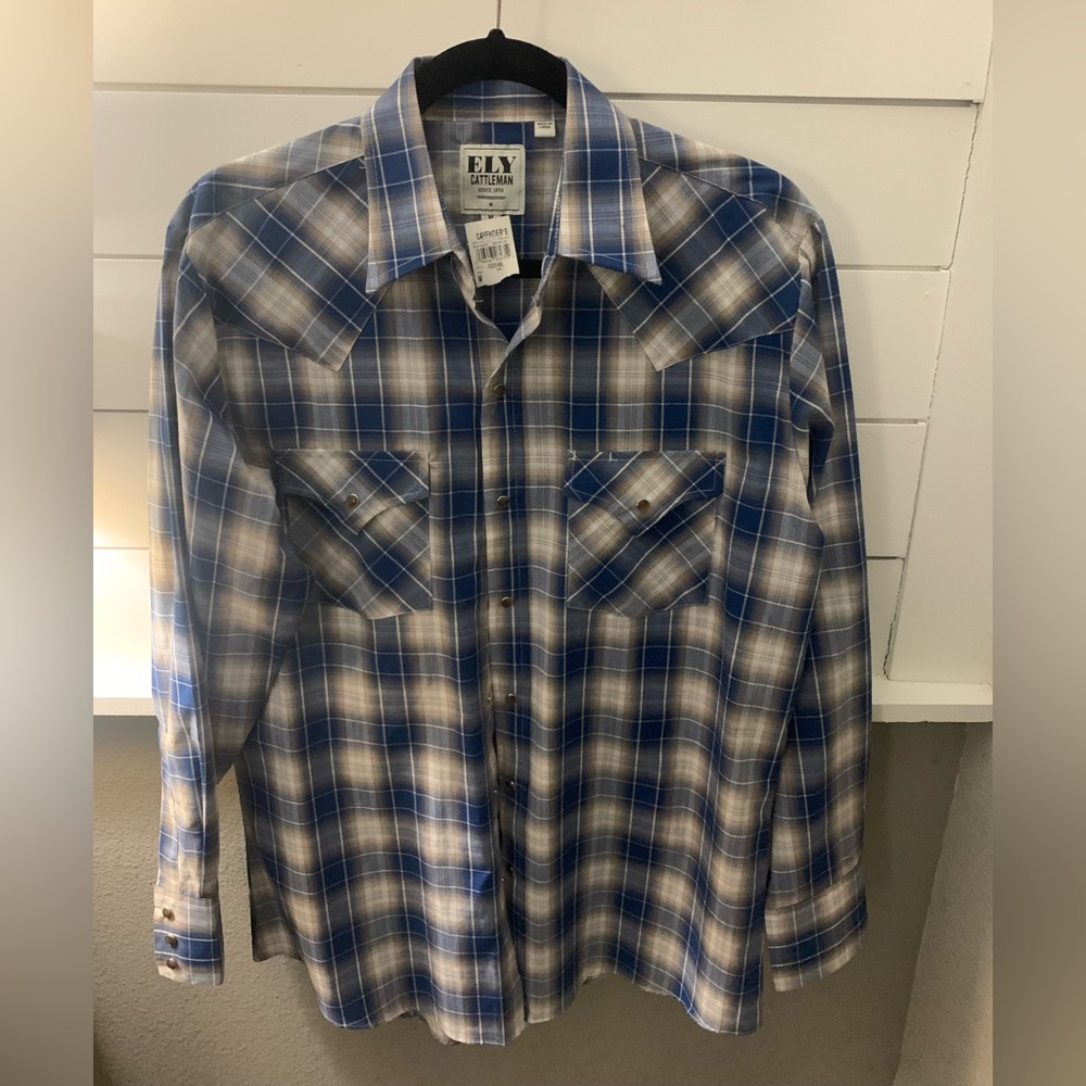 Ely Cattleman Blue Plaid Shirt (NWT)